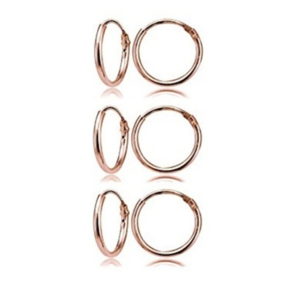 Rose Gold Flashed Sterling Silver Small Earrings - Picture 3 of 8